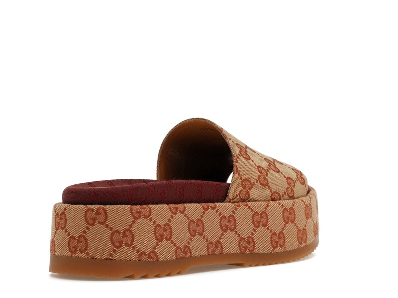 Gucci GG Supreme Platform Sandal Dark Red (Women's) - VOSneakers