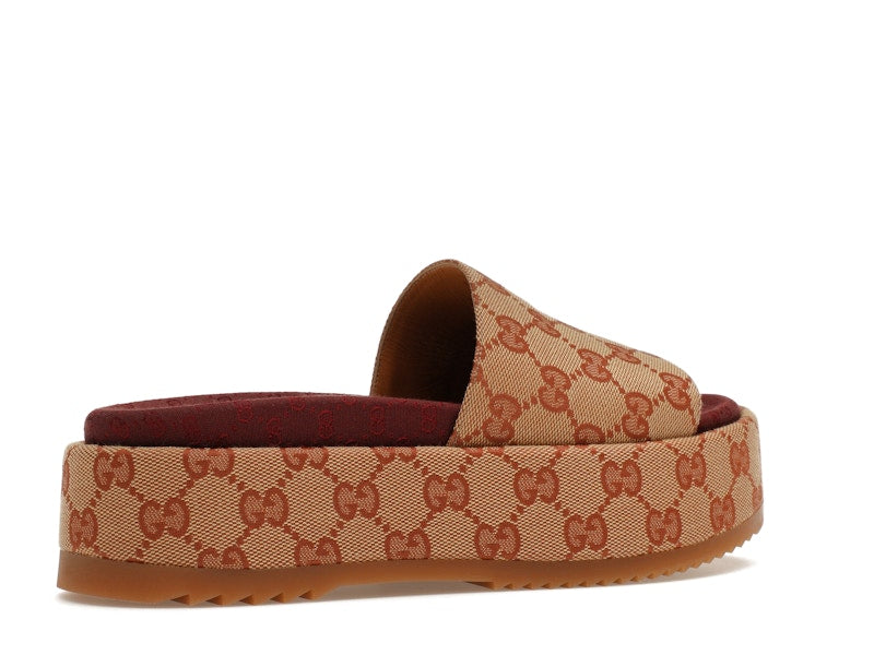 Gucci GG Supreme Platform Sandal Dark Red (Women's) - VOSneakers