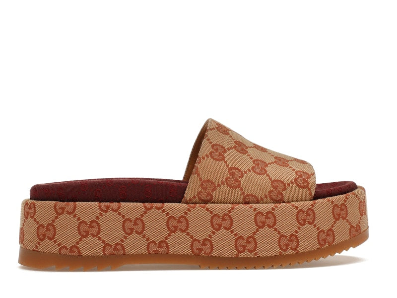 Gucci GG Supreme Platform Sandal Dark Red (Women's) - VOSneakers