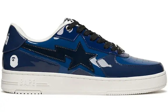 A Bathing Ape Bape Sta Icon Low Navy Blue Patent BAPE