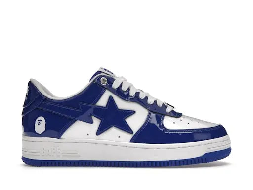 A Bathing Ape Bape Sta Patent Leather White Blue (2023) BAPE