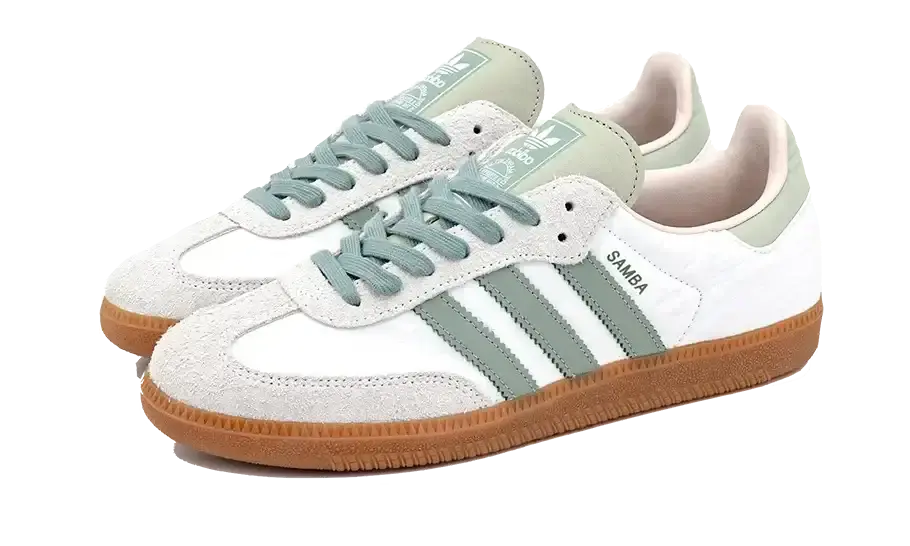 Adidas Samba OG  Cloud White Silver Green VOSneakers