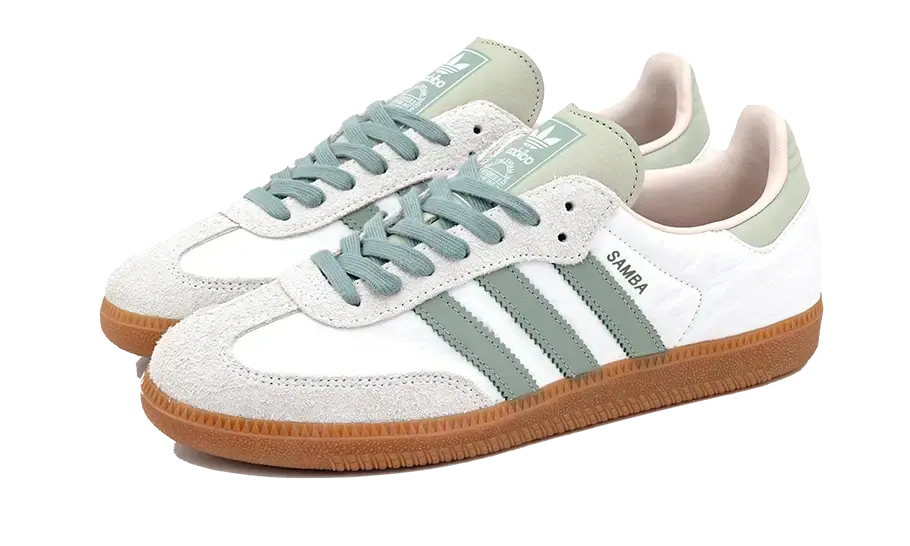 Adidas Samba OG  Cloud White Silver Green Adidas