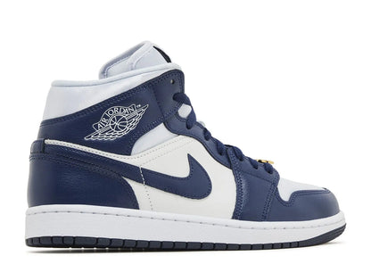 Air Jordan 1 Mid Football Grey White Midnight Navy Air Jordan