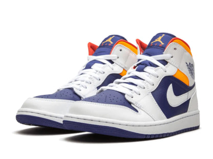 Air Jordan 1 Mid White Laser Orange Deep Royal Blue Air Jordan