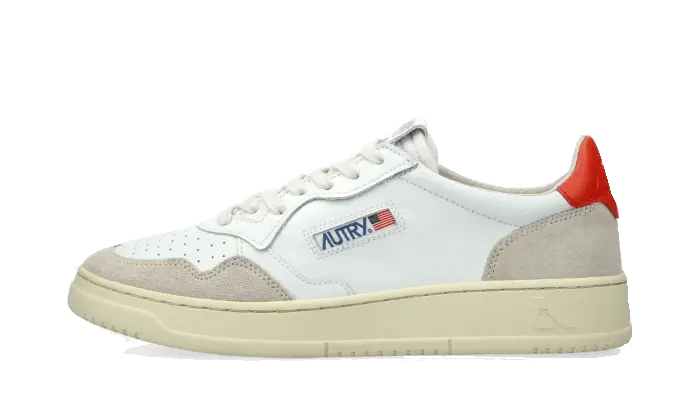 Autry Medalist Leather Suede Low White Orange VOSneakers