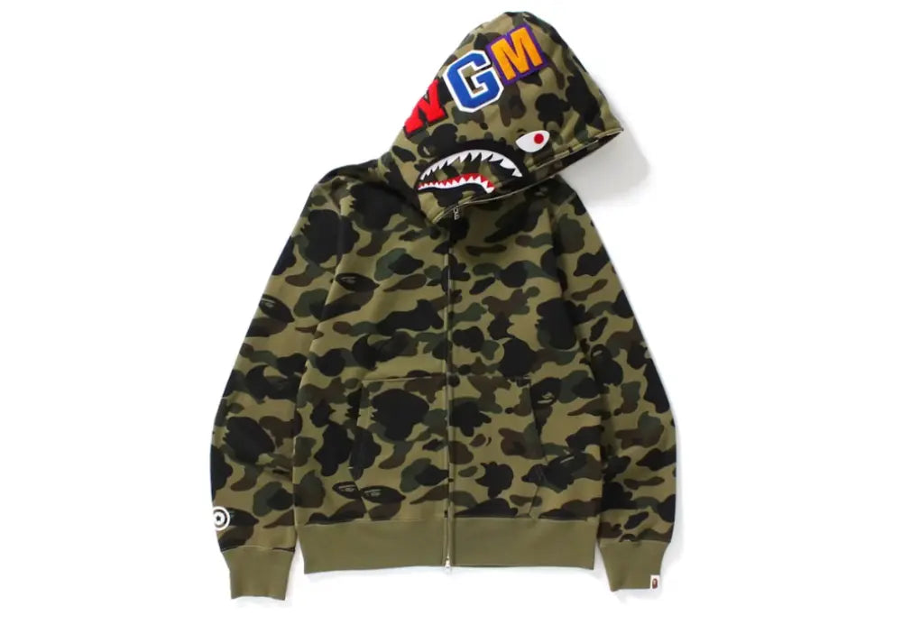 Bape 1st Camo Shark Full Zip Hoodie Green Bape