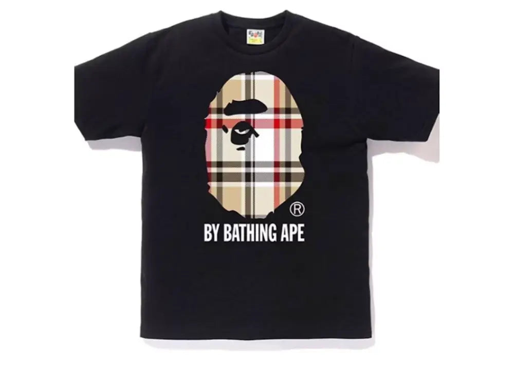 Bape A Bathing Ape Check by Bathing Tee Black/Beige Bape