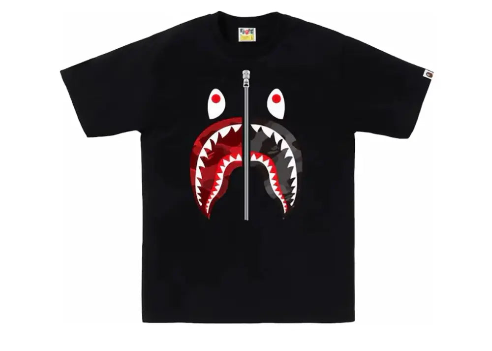 Bape ABC Camo Rebuild Shark Tee Black/Red Bape