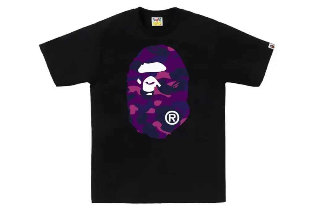 Bape Color Camo Big Ape Head Tee Black/Purple Bape
