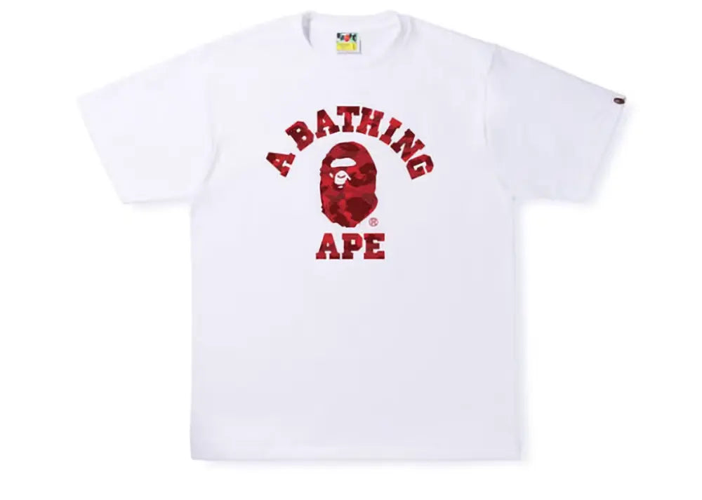 Bape Color Camo College Tee White/Red Bape