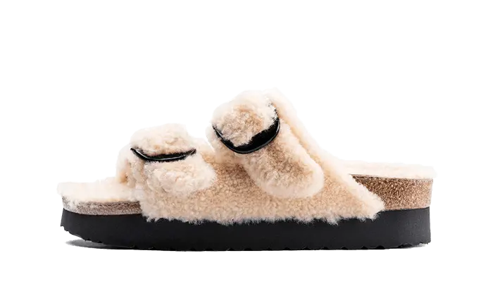 Birkenstock Arizona Big Buckle Shearling Teddy Eggshell Birkenstock