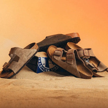Birkenstock Arizona Suede Leather Soft Footbed Taupe Birkenstock