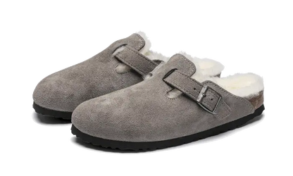 Birkenstock Boston Shearling Suede Stone Coin Birkenstock