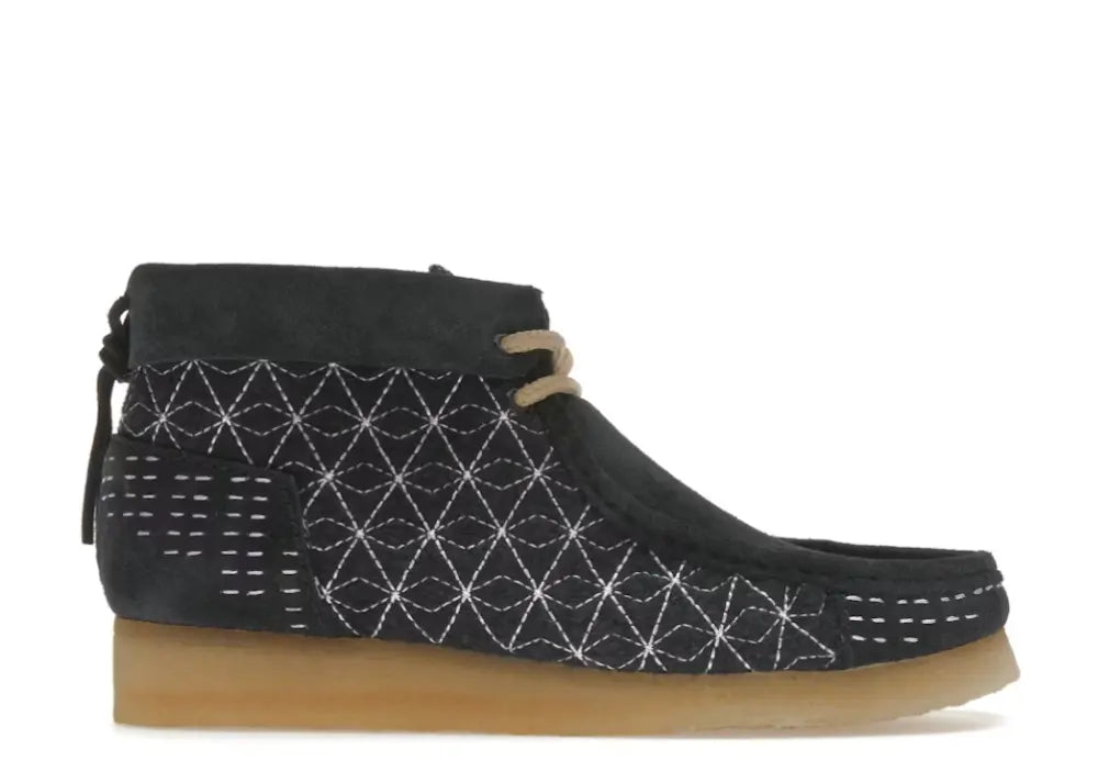 Clarks Originals Wallabee Boot Navy Shashiko Clarks