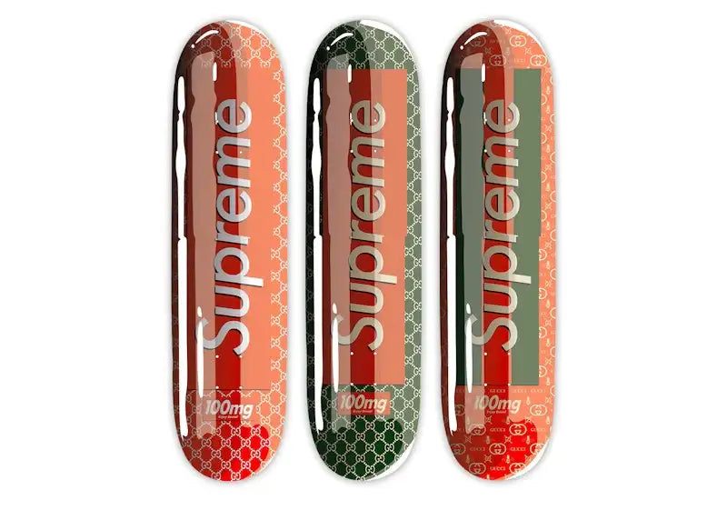 Denial Designer Drugs Supreme Gucci Smashup Pill Skateboard Deck Set - VOSneakers