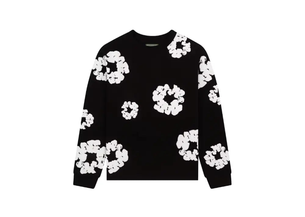 Denim Tears Long Sleeve Cotton Wreath T-Shirt Black Denim Tears