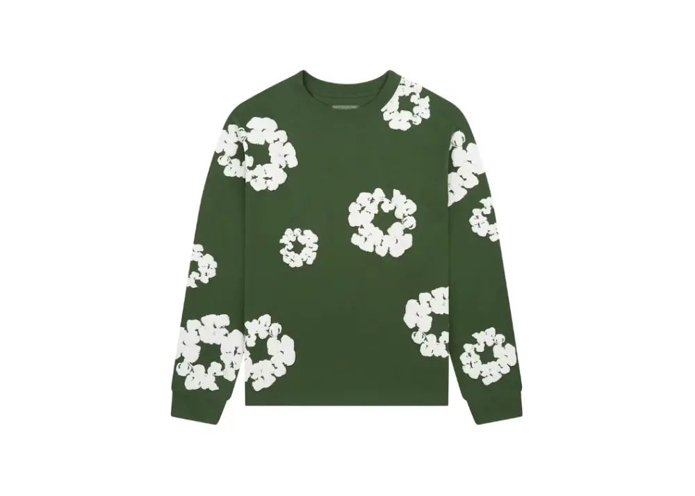 Denim Tears Long Sleeve Cotton Wreath T-Shirt Green Denim Tears