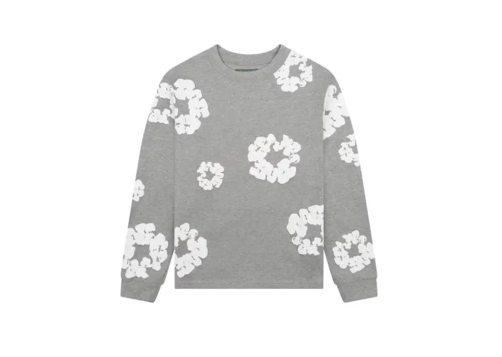 Denim Tears Long Sleeve Cotton Wreath T-Shirt Grey Denim Tears