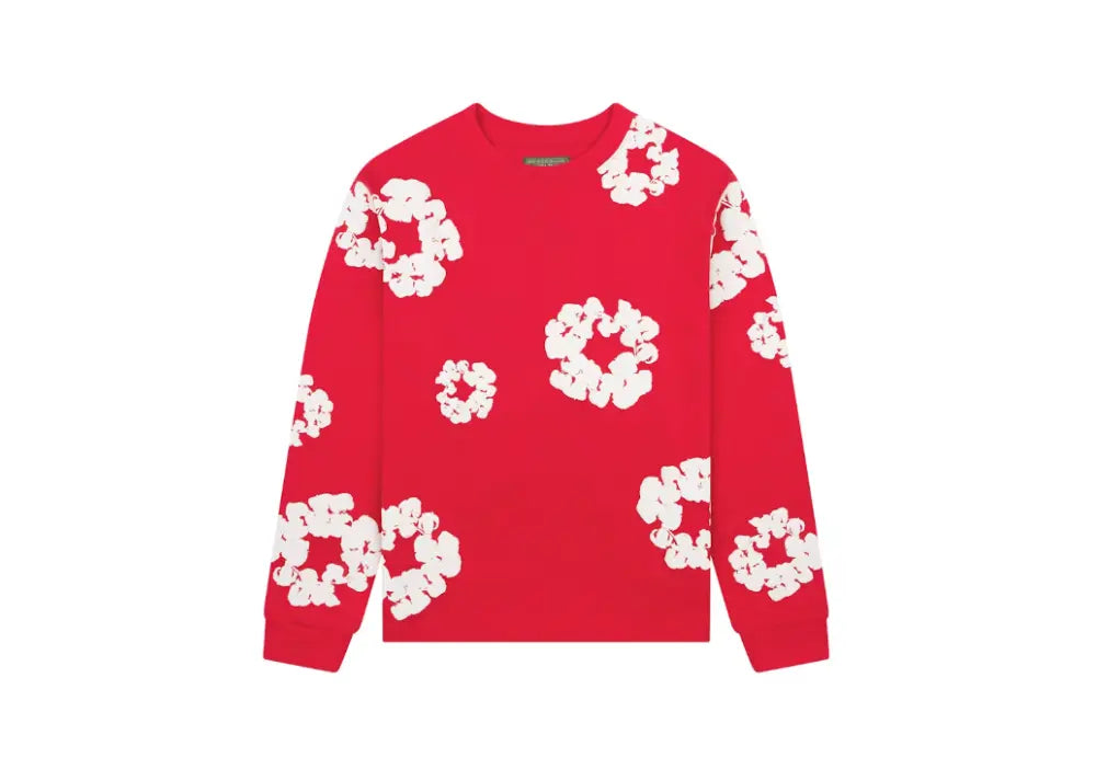 Denim Tears Long Sleeve Cotton Wreath T-Shirt Red Denim Tears