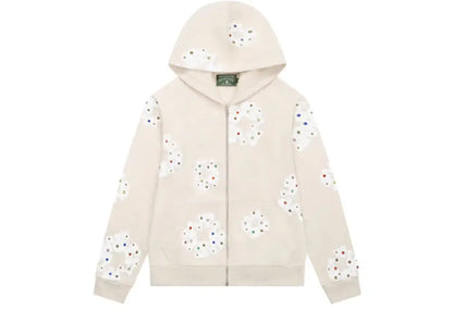 Denim Tears Rhinestone Cotton Wreath Zip Hoodie Oatmeal Denim Tears