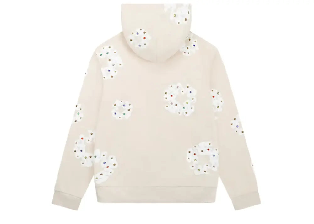 Denim Tears Rhinestone Cotton Wreath Zip Hoodie Oatmeal Denim Tears