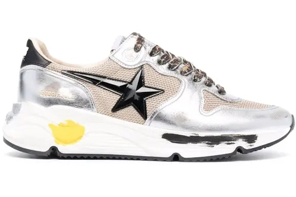 Golden Goose Running Sole Silver Beige Black White Golden Goose