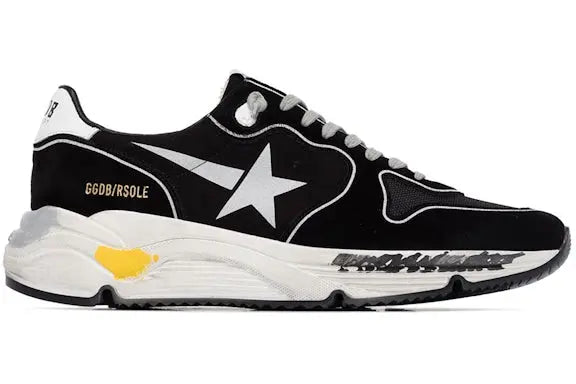 Golden Goose Running Sole Suede Hand-Painted Black Silver White Golden Goose