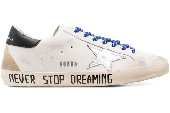 Golden Goose Super Star Never Stop Dreaming White Black Silver-tone Golden Goose
