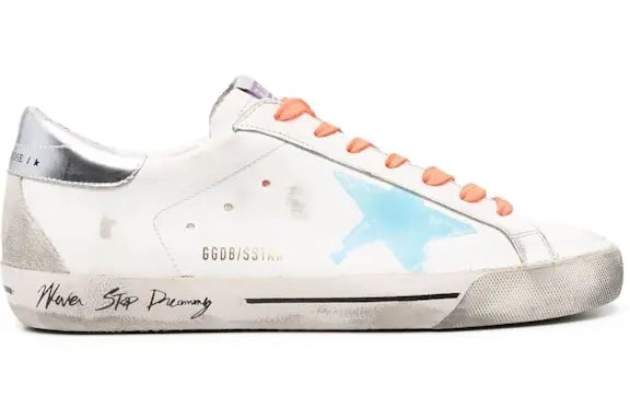 Golden Goose Super Star Never Stop Dreaming White Blue Orange Golden Goose
