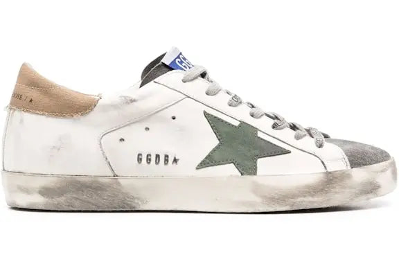Golden Goose Super-Star White Beige Green Golden Goose