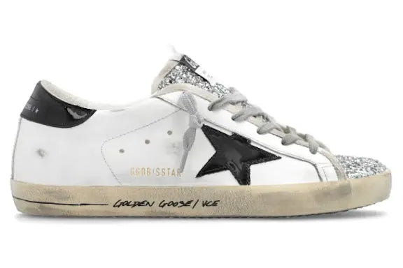 Golden Goose Super-Star White Black Silver Glitter (Women's) Golden Goose