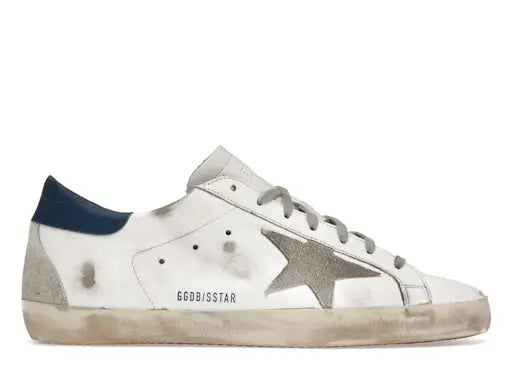 Golden Goose Super-Star White Royal Blue Grey Suede Patch Golden Goose