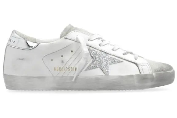 Golden Goose Super-Star White SIlver Metallic Glitter (Women's) Golden Goose
