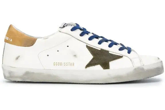 Golden Goose Super-Star White Vacchetta Tan Dill Green Patch Golden Goose
