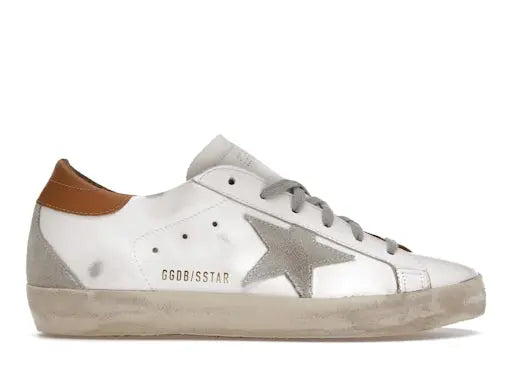 Golden Goose Super-Star White Vacchetta Tan Grey Suede Patch (Women's) Golden Goose