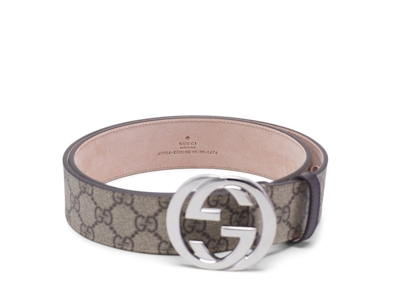 Gucci Belt GG Supreme Interlocking G Buckle 1.5W Beige Ebony/Cocoa - VOSneakers