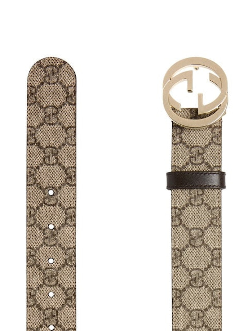 Gucci GG Supreme Belt Gold-tone G Buckle Brown - VOSneakers
