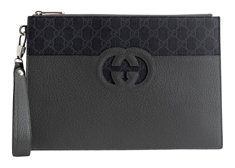 Gucci Cut out GG Pouch GG Supreme Grey/Black - VOSneakers