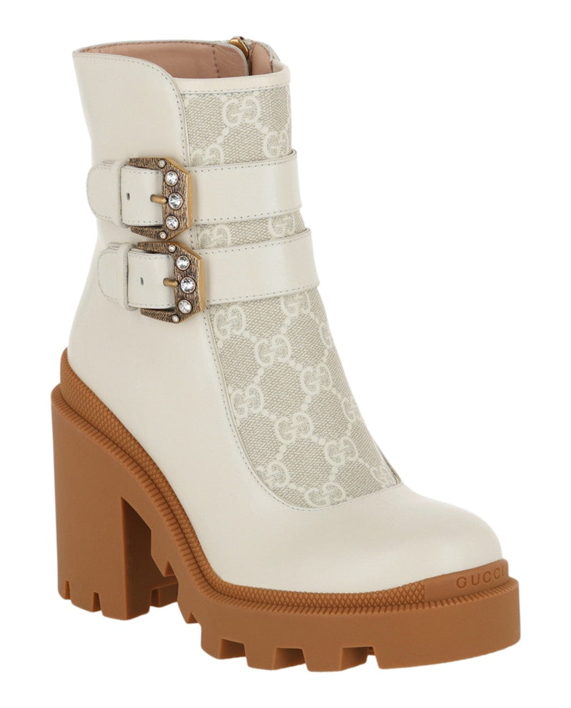 Gucci GG Supreme Ankle Accent Ankle Boots White (Women's) - VOSneakers