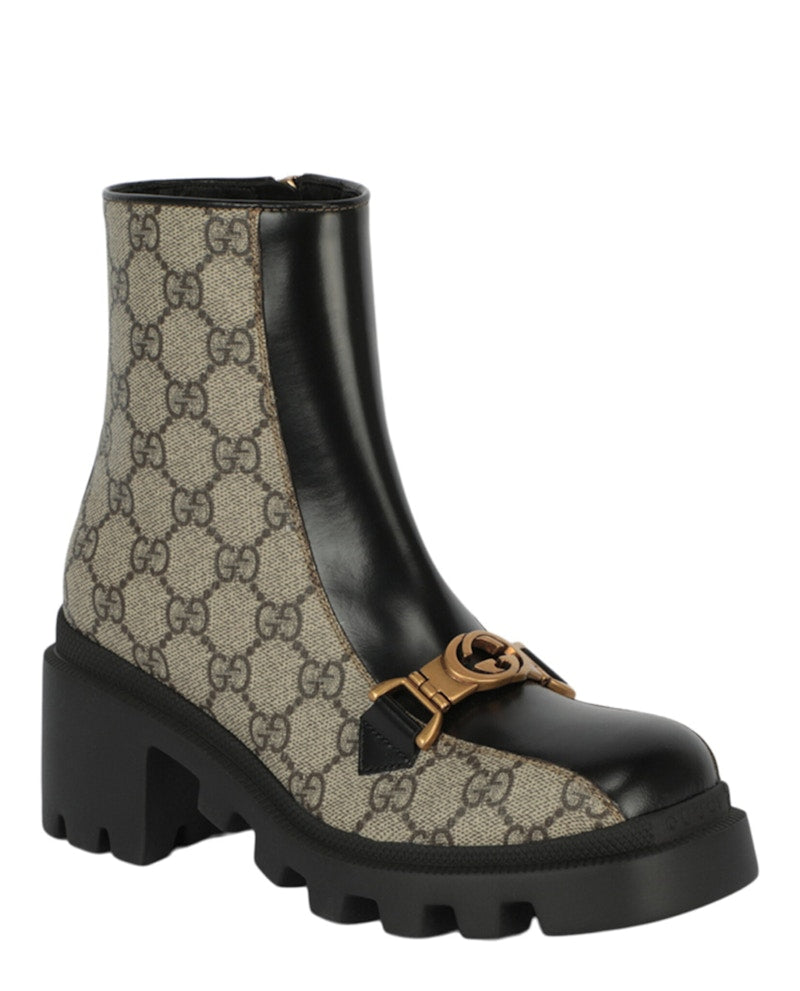 Gucci GG Supreme Ankle Boots Dark Beige (Women's) - VOSneakers