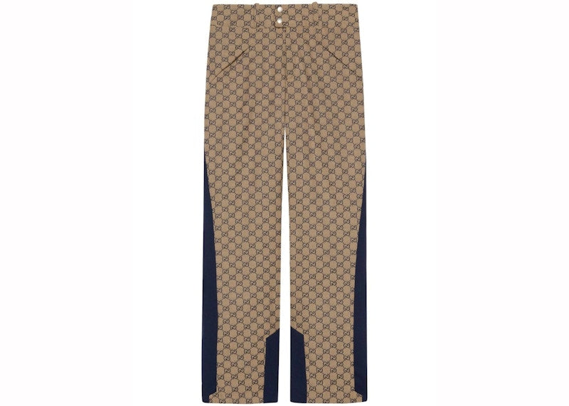 Gucci GG Supreme Canvas Trousers Beige/Navy Blue - VOSneakers