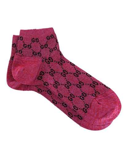 Gucci GG Supreme Metallic Ankle Socks Pink - VOSneakers