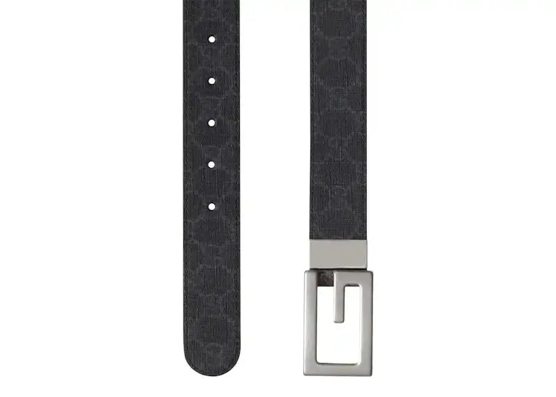 Gucci Reversible Belt with Square G Buckle GG Supreme Black - VOSneakers