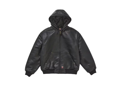 Supreme Dickies Hooded Leather Work Jacket Black Supreme