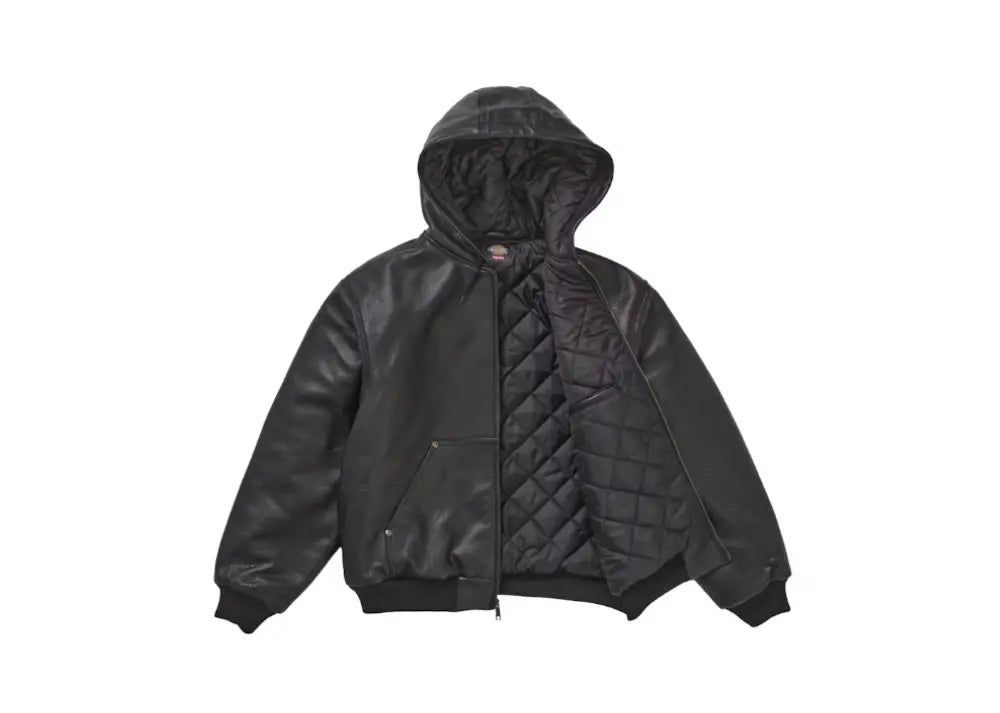 Supreme Dickies Hooded Leather Work Jacket Black Supreme