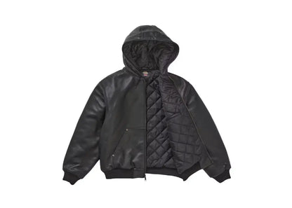 Supreme Dickies Hooded Leather Work Jacket Black Supreme