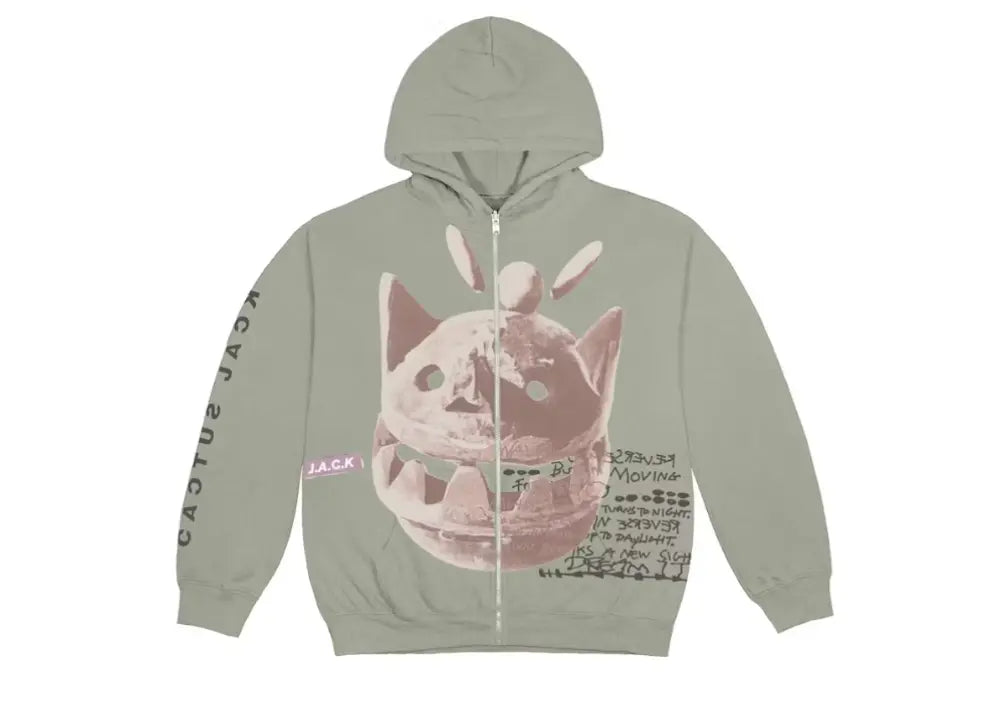 Travis Scott New Sight Zip Up Hoodie Olive Travis Scott