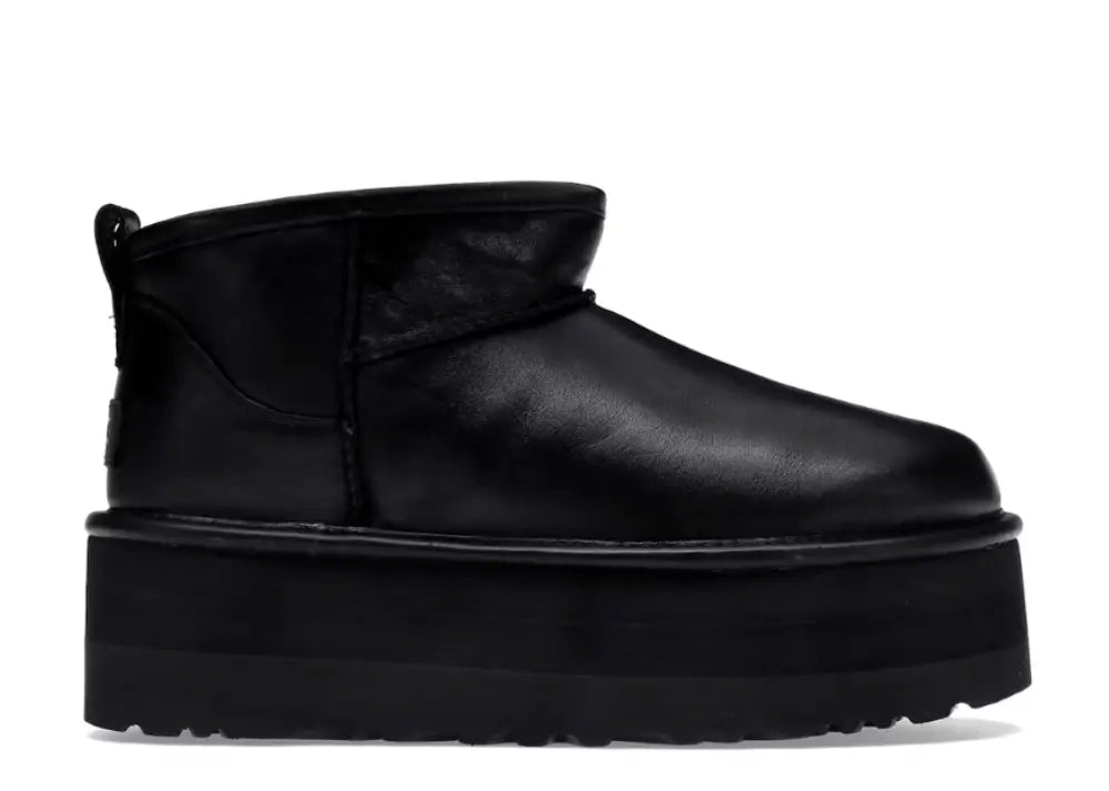 UGG Classic Ultra Mini Platform Boot Black Leather Ugg