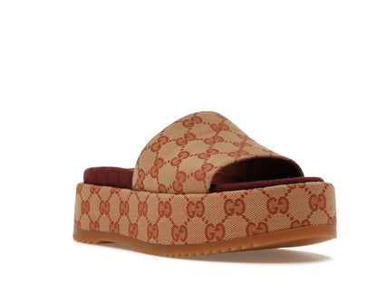 Gucci GG Supreme Platform Sandal Dark Red (Women's) - VOSneakers